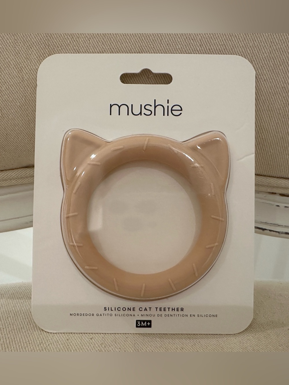 Silicone Cat Ear Teething Ring - Blush Pink